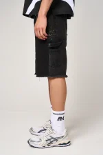 Amicci Allende Carpenter Denim Shorts Black (4)