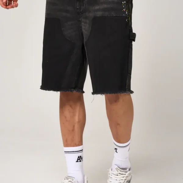 Amicci Allende Carpenter Denim Shorts Black (8)