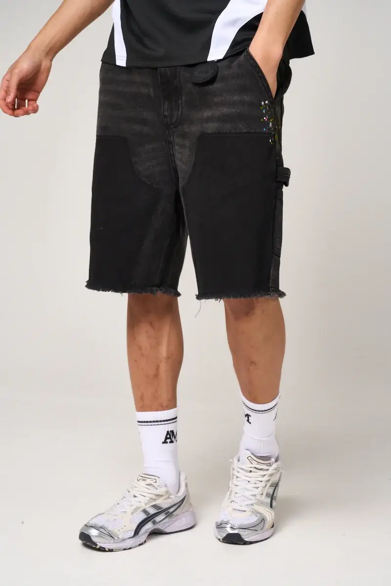 Amicci Allende Carpenter Denim Shorts Black (8)