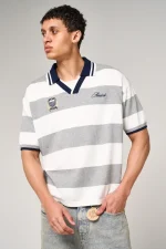 Amicci Avendia Striped Knitted Polo Grey (4)