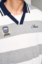 Amicci Avendia Striped Knitted Polo Grey (5)