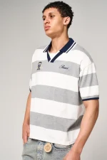 Amicci Avendia Striped Knitted Polo Grey (6)
