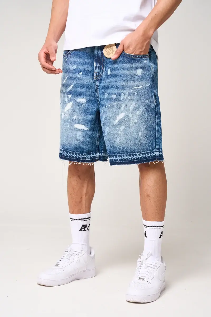 Amicci Cardenas Paint Splat Denim Short Blue (1)