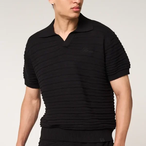 Amicci Dune Knitted Polo Black (1)