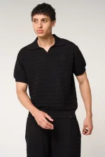 Amicci Dune Knitted Polo Black (4)