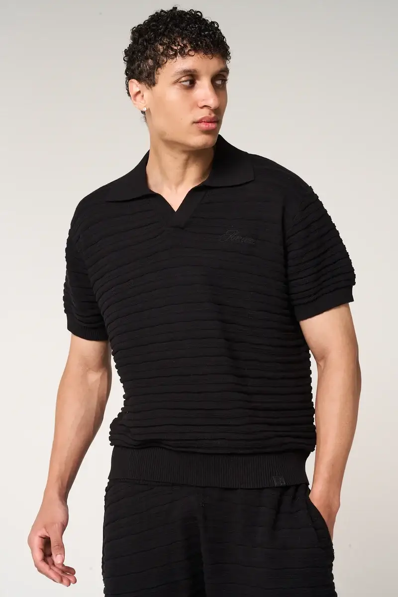 Amicci Dune Knitted Polo Black (7)