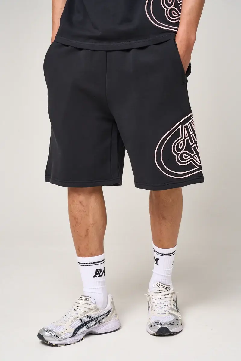 Amicci Fares Logo Embroidery Shorts Black (1)