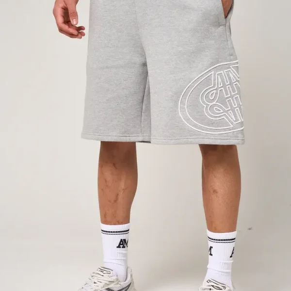 Amicci Fares Logo Embroidery Shorts Grey (1)