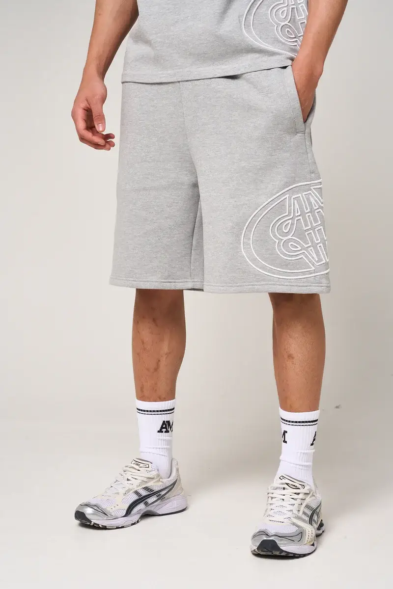 Amicci Fares Logo Embroidery Shorts Grey (1)