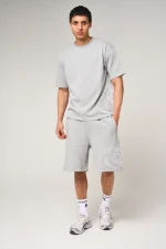Amicci Fares Logo Embroidery Shorts Grey (4)