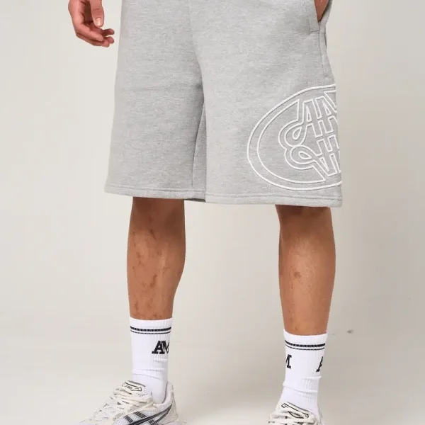 Amicci Fares Logo Embroidery Shorts Grey (7)