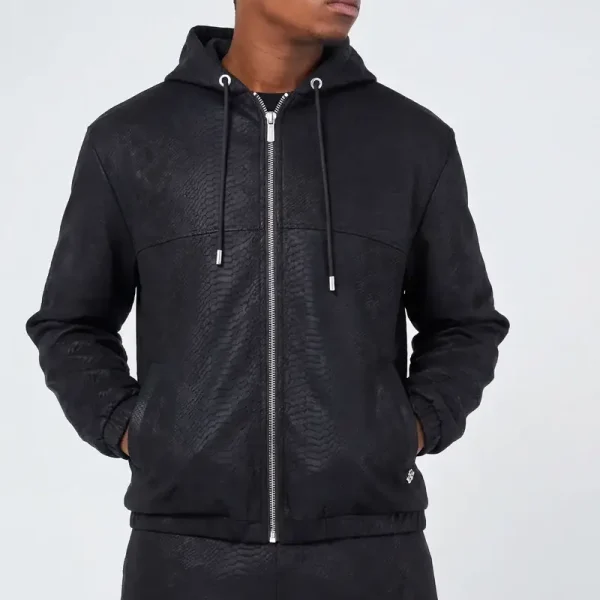 Amicci Isandro Black Croc Leather Jacket (6)