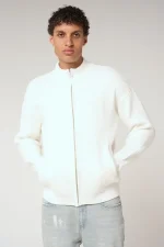 Amicci Mesa Ribbed Zip Through Sweater White (1)