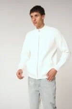 Amicci Mesa Ribbed Zip Through Sweater White (5)