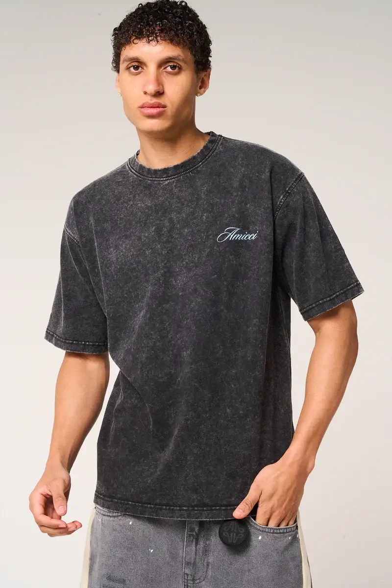 Amicci Renato Graphic T Shirt Washed black (1)